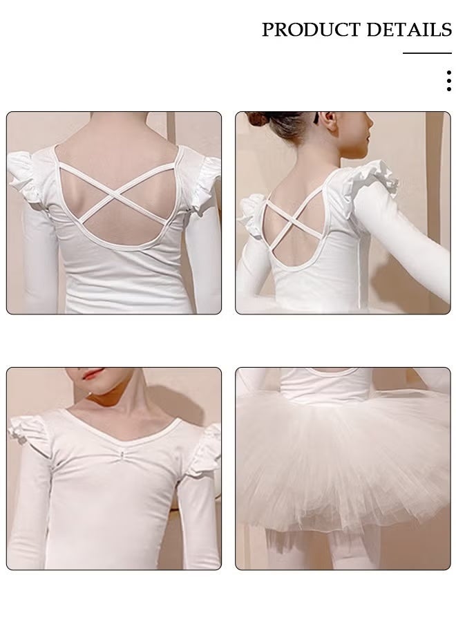 YelaJoy Girls Ballet Dresses Leotards with Skirt Dance Dress Long sleeve Ballerina Tutu Outfit Cotton Dress Ballet Skirt Mini Skirt Princess Dresses Dance Wear Clothes for Little Girl - Image 4